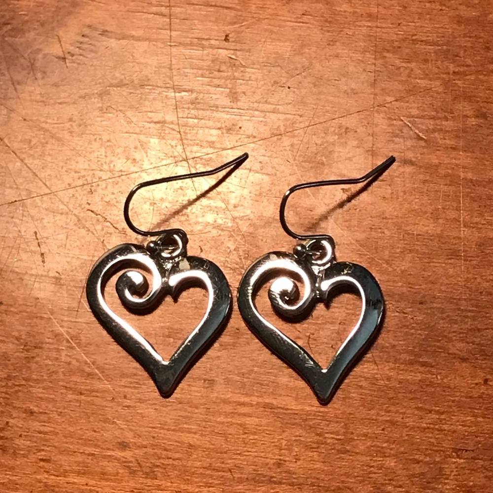 Silver heart earrings